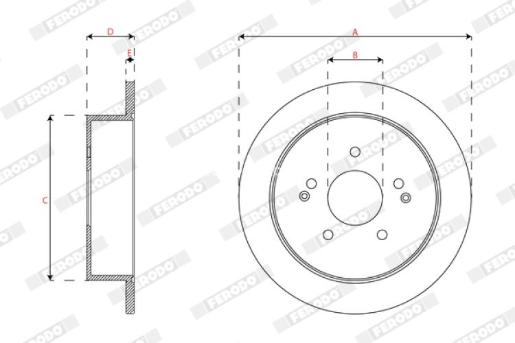 Set discuri frână FERODO (2 buc.) spate, se potrivește: SSANGYONG ACTYON II, KORANDO 2.0/2.0D/2.2D 11.10-