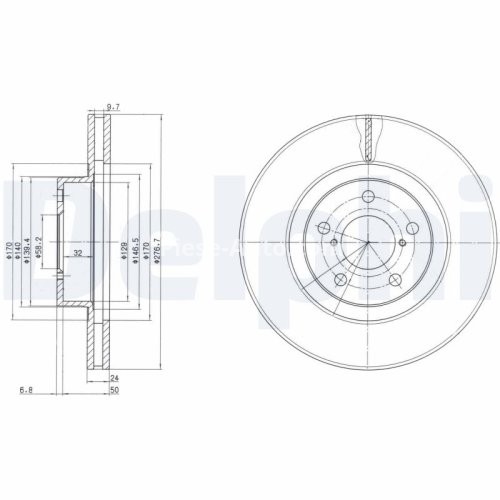 Set discuri frână DELPHI (2 buc.) ,față,  pentru: SUBARU BRZ, FORESTER, IMPREZA, LEGACY I, LEGACY II, LEGACY III, LEGACY IV, LEGACY OUTBACK, LEGACY V, OUTBACK 1.5-3.0 01.89-