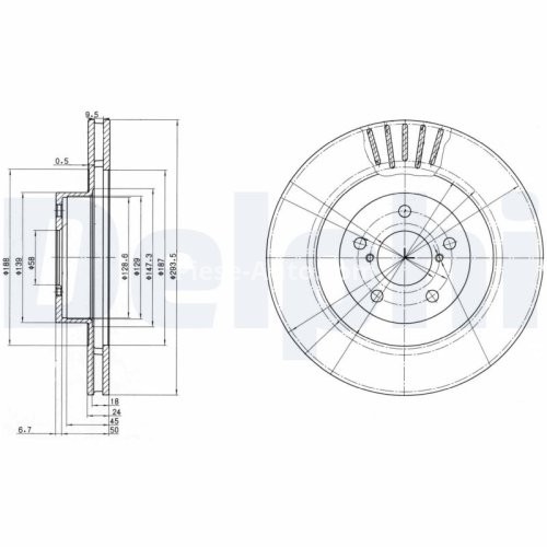 Set discuri frână DELPHI (2 buc.) ,față,  pentru: SUBARU BRZ, FORESTER, IMPREZA, LEGACY III, LEGACY IV, LEGACY V, OUTBACK, XV; TOYOTA GR 86, GT 86 1.6-3.0 03.94-