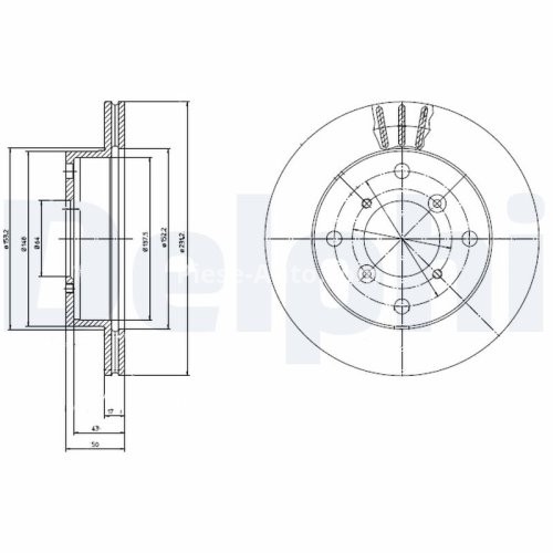 Set discuri frână DELPHI (2 buc.) ,față,  pentru: SUBARU JUSTY II, JUSTY III; SUZUKI ALTO IV, CAPPUCCINO, SWIFT, SWIFT II 0.7/1.0/1.3 03.89-