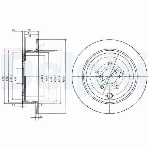 Set discuri frână DELPHI (2 buc.) spate, pentru: SUBARU BRZ, FORESTER, IMPREZA, LEGACY V, OUTBACK; TOYOTA GT 86 1.5-2.5 06.05-