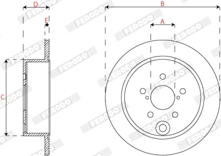 Set discuri frână FERODO (2 buc.) spate, se potrivește: SUBARU FORESTER, IMPREZA, XV 1.6-2.5 03.12-