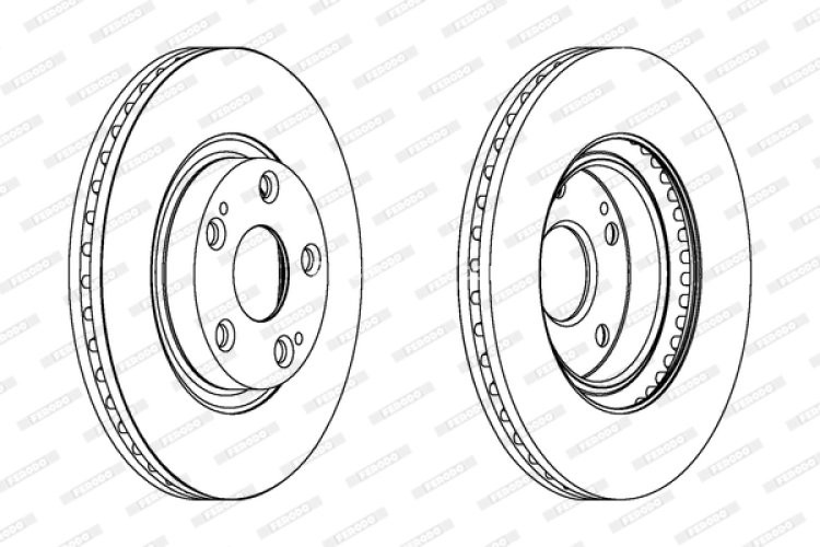 Set discuri frână FERODO (2 buc.) față, se potrivește: TOYOTA AURIS, AVENSIS, COROLLA, COROLLA VERSO 1.6-2.2D 04.04-07.14