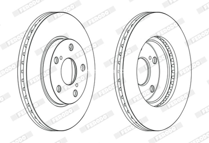 Set discuri frână FERODO (2 buc.) față, se potrivește: TOYOTA AURIS, COROLLA 1.2-2.0D 10.12-08.19
