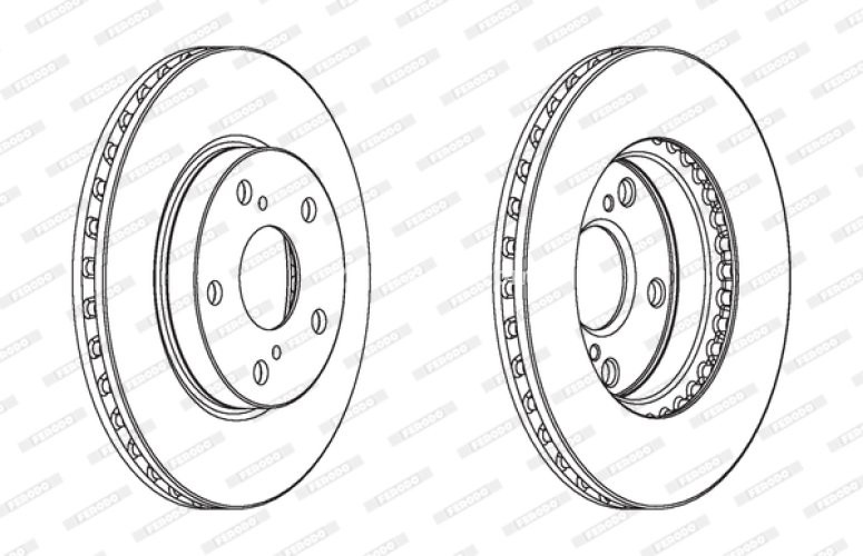 Set discuri frână FERODO (2 buc.) față, se potrivește: TOYOTA AURIS, COROLLA 1.3-2.0D 10.01-08.19