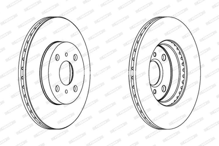 Set discuri frână FERODO (2 buc.) față, se potrivește: TOYOTA BB I, IST, MR2 III, PROBOX / SUCCEED, VIOS / SOLUNA VIOS, WILL CYPHA I, YARIS, YARIS VERSO 1.0-1.8 04.99-08.14