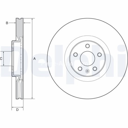 Disc frână DELPHI, față, pentru: VOLVO C40, S60 III, S90 II, V60 II, V90 II, XC40, XC60 II, XC90 II 1.5-Electric 09.14-