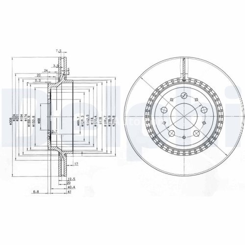 Set discuri frână DELPHI (2 buc.) spate, pentru: VOLVO XC90 I 2.4D-4.4 06.02-12.14