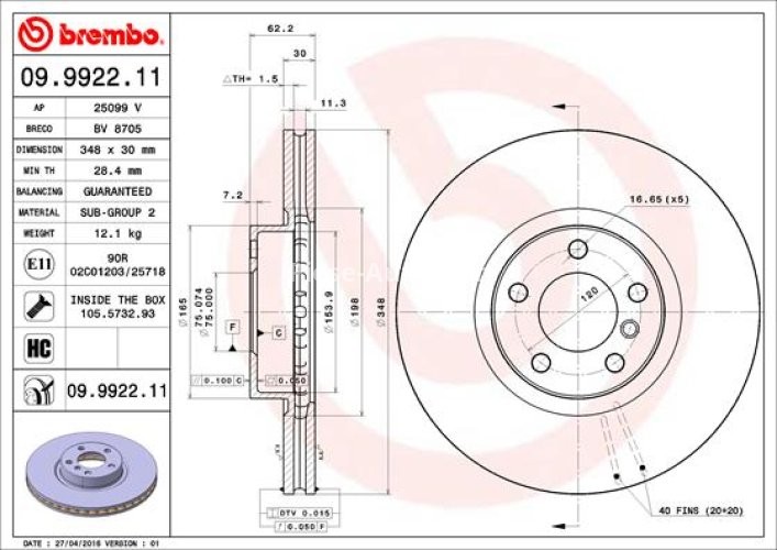 Disc frână BREMBO, față,  (puternic carbonatat; cu suruburi) pentru: BMW X5 (E70), X5 (F15, F85), X6 (E71, E72), X6 (F16, F86) 2.0H-4.8 10.06-07.19