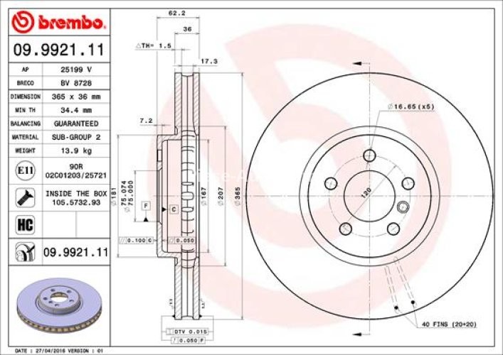 Disc frână BREMBO, față,  (puternic carbonatat; cu suruburi) pentru: BMW X5 (E70), X5 (F15, F85), X6 (E71, E72), X6 (F16, F86) 3.0-4.8 10.06-07.19