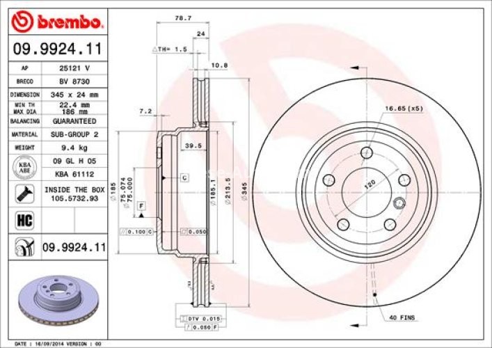 Disc frână BREMBO, spate,  (puternic carbonatat; cu suruburi) pentru: BMW X5 (E70), X5 (F15, F85), X6 (E71, E72), X6 (F16, F86) 3.0-4.8 10.06-07.19