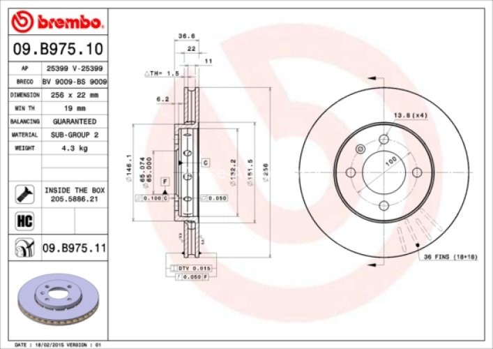Disc frână BREMBO, față,  (puternic carbonatat; cu suruburi) pentru: SEAT MII; SKODA CITIGO, E-CITIGO; VW LOAD UP, UP! 1.0/1.0CNG/Electric 08.11-