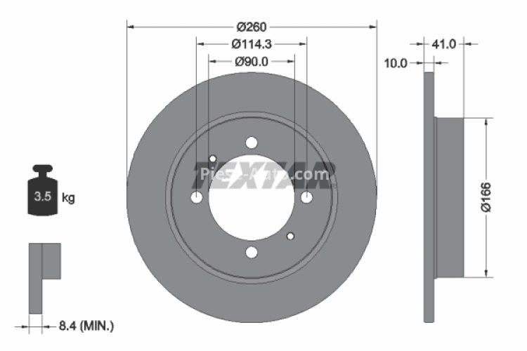 Disc frână TEXTAR, spate, pentru: VOLVO S40 I, V40; MITSUBISHI CARISMA, SPACE STAR 1.3-2.0D 05.95-06.06