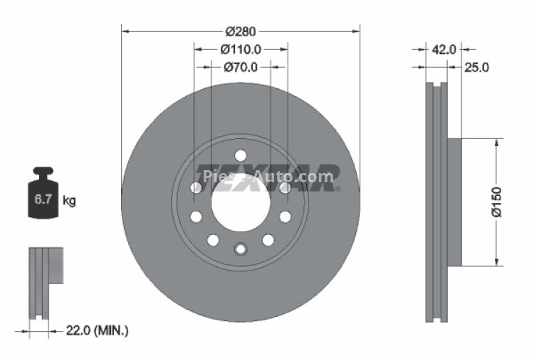 Disc frână TEXTAR, față, pentru: OPEL ASTRA G, ASTRA G/KOMBI, ASTRA H, ASTRA H CLASSIC, ASTRA H GTC 1.2-2.2D 02.98-