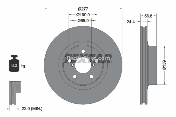 Disc frână TEXTAR, față, pentru: SUBARU BRZ, FORESTER, IMPREZA, LEGACY I, LEGACY II, LEGACY III, LEGACY IV, LEGACY OUTBACK, LEGACY V, OUTBACK; TOYOTA GT 86 1.5-2.5 01.89-