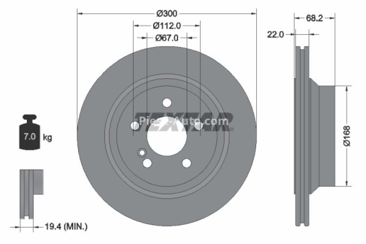 Disc frână TEXTAR, spate, pentru: MERCEDES CLS (C218), CLS (C219), CLS SHOOTING BRAKE (X218), E T-MODEL (S211), E T-MODEL (S212) 1.8-5.5 03.02-12.17