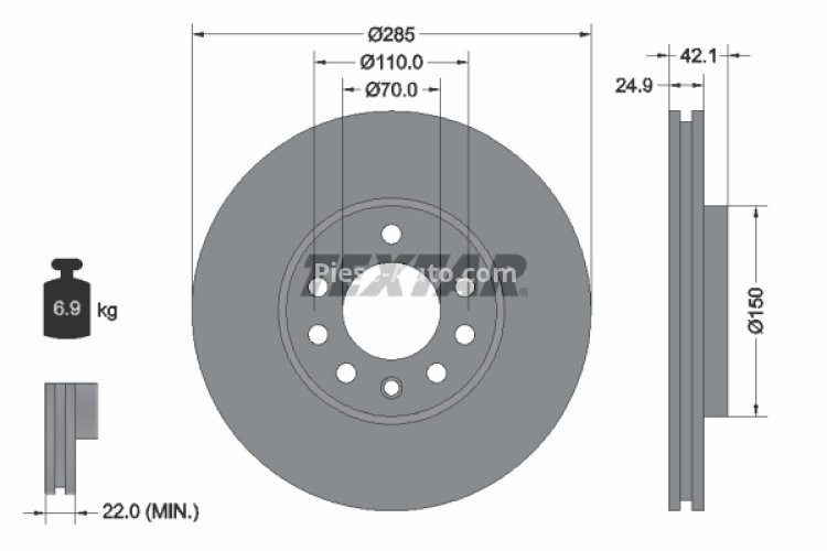 Disc frână TEXTAR, față, pentru:  OPEL SIGNUM, VECTRA C, VECTRA C GTS; SAAB 9-3, 9-3X 1.6-2.8 04.02-