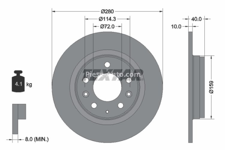 Disc frână TEXTAR, spate, pentru: ISUZU IMPULSE; MAZDA 323 F VI, 323 S VI, 6, 626 V, MX-5 III, PREMACY 1.6-2.5 01.90-12.14
