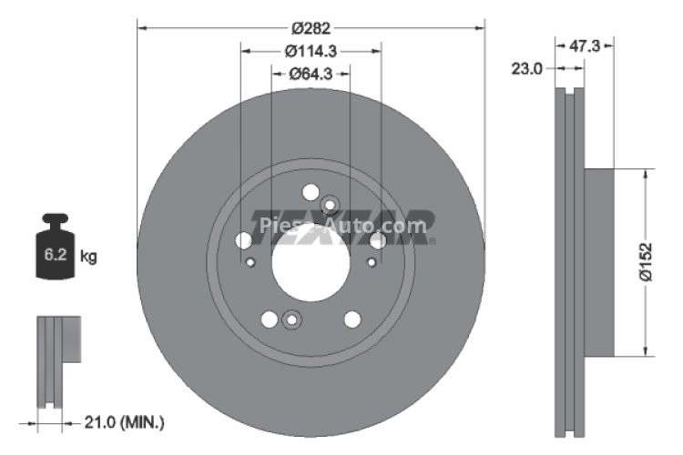 Disc frână TEXTAR, față, pentru: HONDA CIVIC IX, CIVIC VII, CIVIC VIII, CR-V II, CR-Z, FR-V, STREAM 1.4-2.4 11.00-