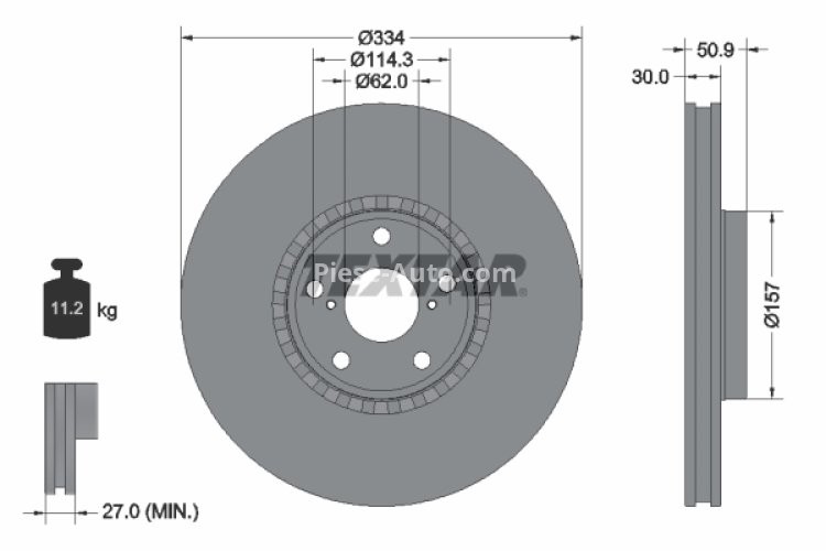 Disc frână TEXTAR, față, stânga,  pentru: LEXUS GS, IS III, RC 2.0-4.6 04.05-