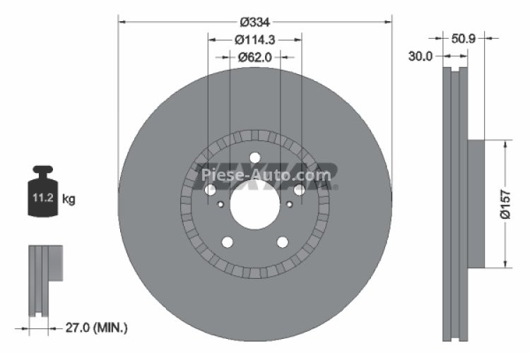 Disc frână TEXTAR, față, dreapta,  pentru: LEXUS GS, IS III, RC 2.0-4.6 04.05-