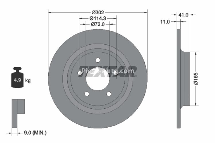 Disc frână TEXTAR, spate, pentru: MAZDA 5 1.6D-2.3 02.05-