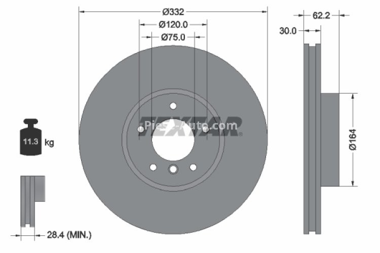 Disc frână TEXTAR, față, pentru: BMW X5 (E70), X5 (F15, F85), X6 (E71, E72), X6 (F16, F86) 2.0-3.0D 10.06-07.19