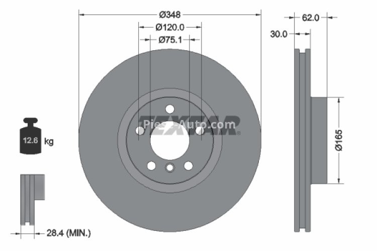 Disc frână TEXTAR, față, pentru: BMW X5 (E70), X5 (F15, F85), X6 (E71, E72), X6 (F16, F86) 2.0H-4.8 10.06-07.19
