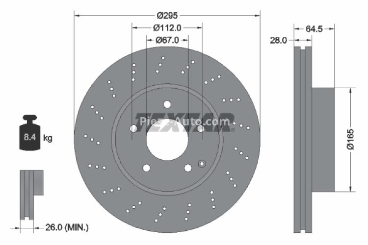 Disc frână TEXTAR, față, pentru: MERCEDES C (C204), C T-MODEL (S204), C (W204), SLS AMG (C197), SLS AMG (R197) 1.6-Electric 01.07-