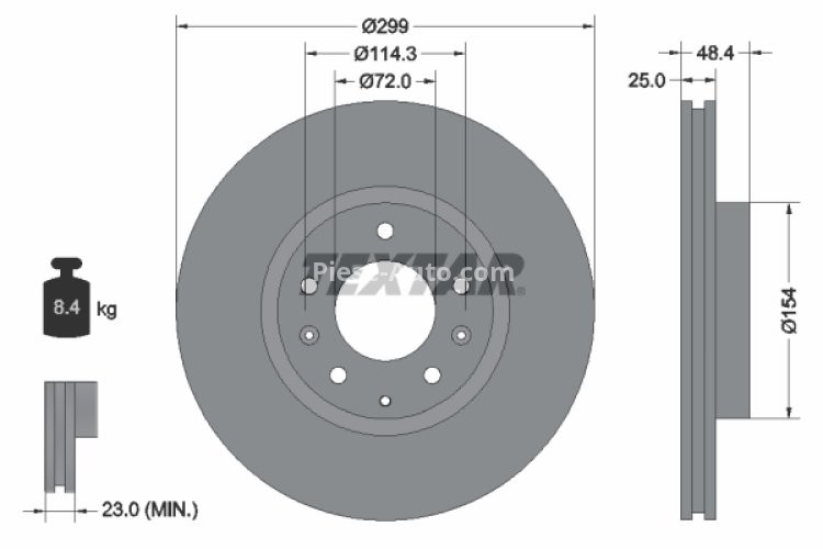 Disc frână TEXTAR, față, pentru: MAZDA 6 1.8-2.5 08.07-07.13