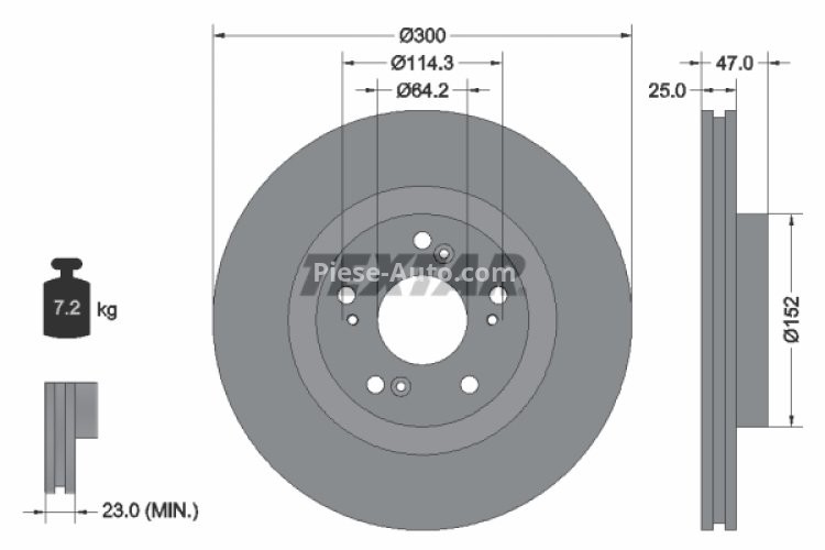 Disc frână TEXTAR, față, pentru: HONDA CIVIC VIII, CR-V II, INTEGRA 2.0/2.2D 10.01-