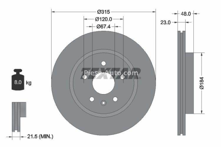Disc frână TEXTAR, spate, pentru: OPEL INSIGNIA A, INSIGNIA A COUNTRY; SAAB 9-5 1.4-6.2 07.08-