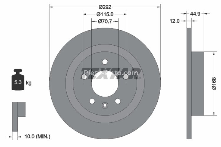 Disc frână TEXTAR, spate, pentru: OPEL AMPERA, ASTRA H CLASSIC, ASTRA J, ASTRA J GTC, CASCADA, ZAFIRA C 1.3D-2.0D 01.09-