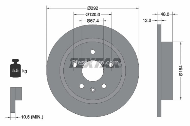 Disc frână TEXTAR, spate, pentru:  OPEL INSIGNIA A, INSIGNIA A COUNTRY; SAAB 9-5 1.4-2.8 07.08-