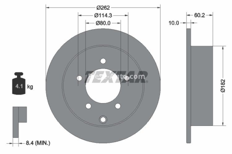 Disc frână TEXTAR, spate, pentru: MITSUBISHI LANCER VIII 1.5-2.0D 01.08-