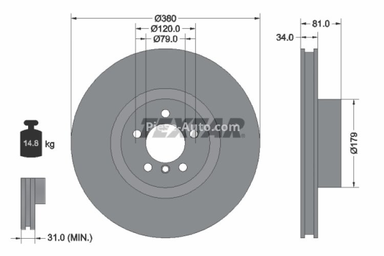 Disc frână TEXTAR, față, pentru: LAND ROVER RANGE ROVER III 4.4D/5.0 09.09-08.12