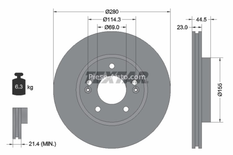 Disc frână TEXTAR, față, pentru: HYUNDAI CRETA, ELANTRA IV, ELANTRA V, ELANTRA VI, I30, KONA, KONA/SUV, VELOSTER, VENUE; KIA CEE'D 1.0-Electric 12.06-