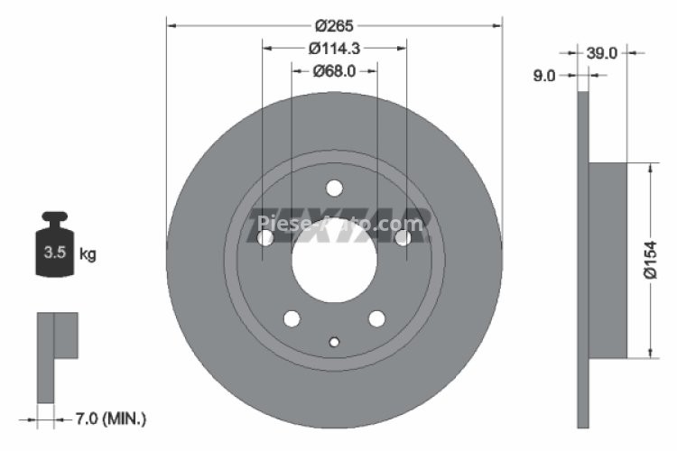 Disc frână TEXTAR, spate, pentru: MAZDA 3, 3/HATCHBACK, CX-3, CX-30 1.5-2.2D 07.13-