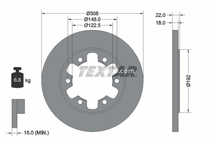 Disc frână TEXTAR, spate, pentru: FORD TRANSIT, TRANSIT V363 2.0D/2.2D/Electric 10.11-