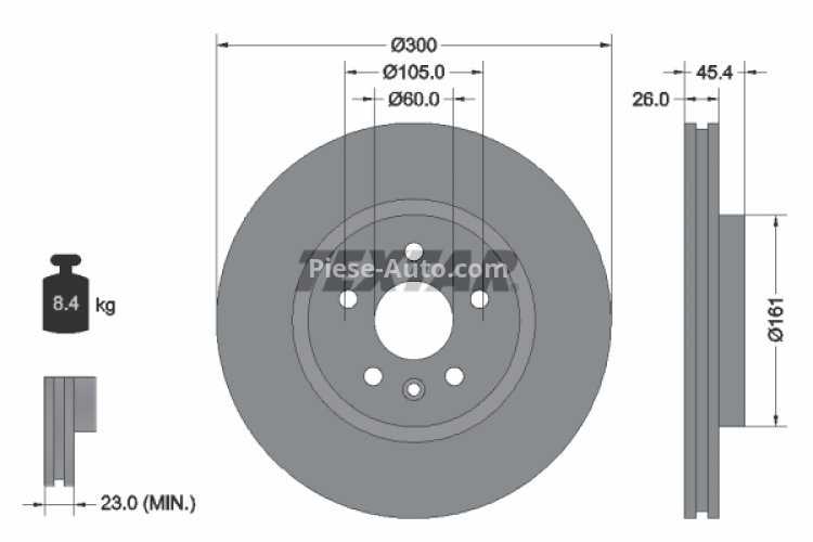 Disc frână TEXTAR, față, pentru: OPEL ASTRA K, ASTRA K/KOMBI 1.0-1.6D 06.15-
