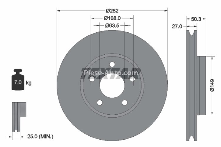 Disc frână TEXTAR, față, pentru: FORD FOCUS IV 1.0-2.0D 01.18-