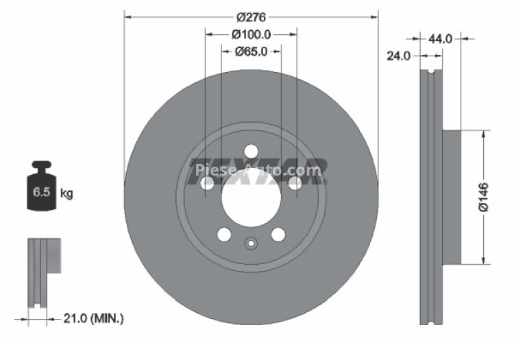 Disc frână TEXTAR, față, pentru: AUDI A1, A1 ALLSTREET, A1 CITY CARVER; SEAT ARONA, IBIZA IV ST, IBIZA V; SKODA FABIA IV, KAMIQ, SCALA; VW POLO VI, TAIGO, T-CROSS 1.0-2.0 03.10-