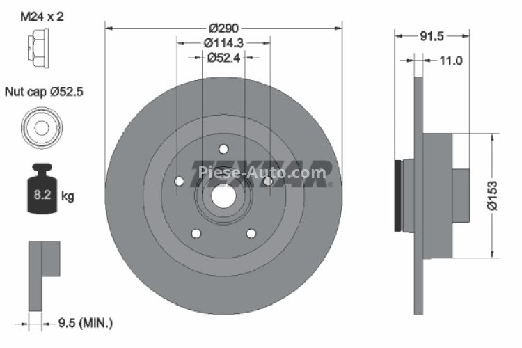 Disc frână TEXTAR, cu rulment, spate, pentru: RENAULT GRAND SCENIC IV, MEGANE IV, SCENIC IV, TALISMAN 1.2-2.0D 06.15-