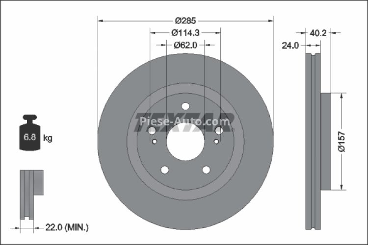 Disc frână TEXTAR, față, pentru: SUZUKI SWIFT V 1.4H 03.20-