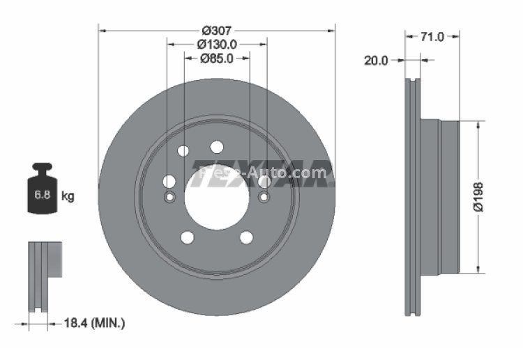 Disc frână TEXTAR, spate, pentru: SSANGYONG KYRON, REXTON / REXTON II, REXTON W / REXTON 2.0D-3.2 04.02-