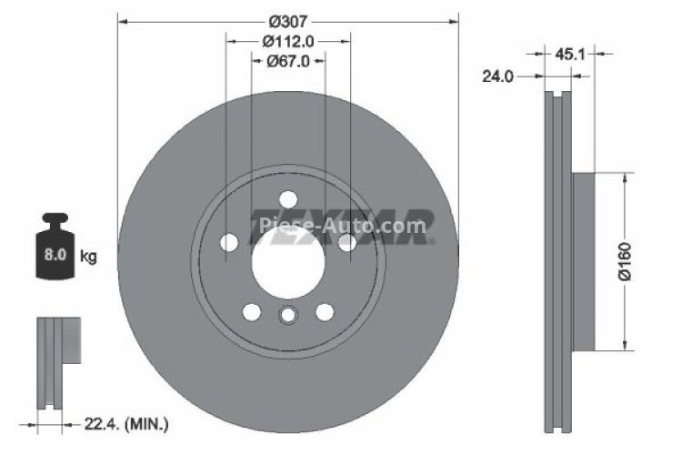 Disc frână TEXTAR, față, pentru: BMW 2 (U06), X1 (U11) 1.5-2.0DH 11.21-