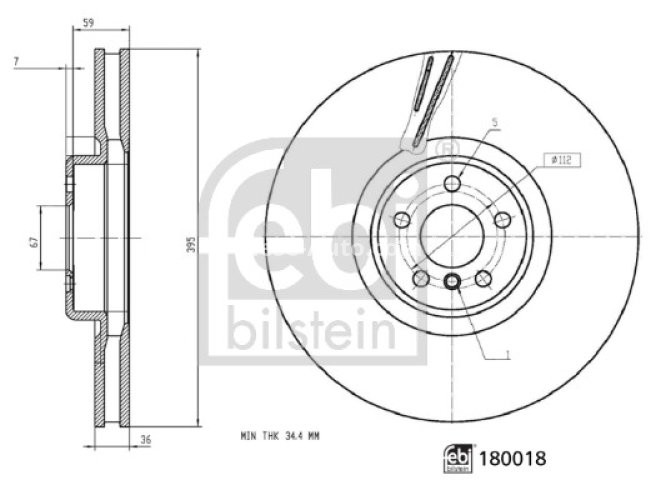 Disc frână FEBI, față, stânga, pentru: BMW 7 (G11, G12), 8 (G14, F91), 8 (G15, F92), 8 GRAN COUPE (G16, F93), X4 (G02, F98), X5 (G05), X5 (G05, F95), X6 (G06, F96), X7 (G07) 3.0-6.6 12.16-