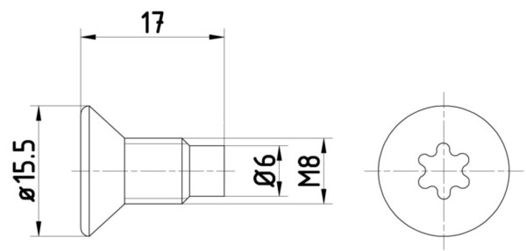 Șurubul de fixare a discului de frana față /spate (M8x1,25x17 2 bucati in pachet) pentru: MERCEDES CITAN MIXTO (DOUBLE CABIN), CITAN (MPV), CITAN TOURER (W420) 0.9-Electric 07.84-