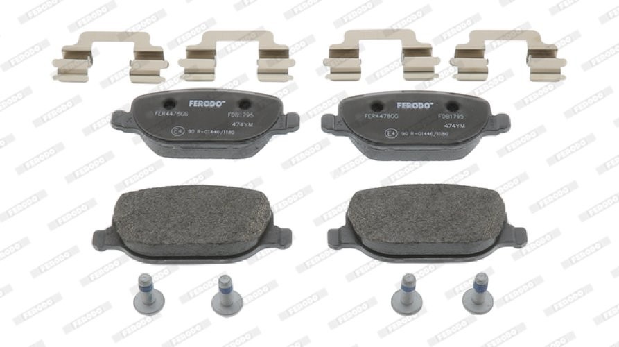 Set placuțe frână FERODO, spate, (cu suruburi de ghidare), pentru: ALFA ROMEO 159, BRERA, SPIDER; LANCIA DELTA III, THESIS; TOYOTA HIACE IV 1.8-3.2 07.98-08.14