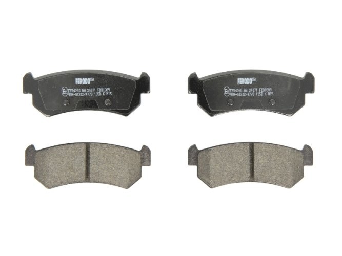 Set placuțe frână FERODO, spate, pentru: CHEVROLET AVEO / KALOS, LACETTI, NUBIRA, REZZO; DAEWOO LACETTI, NUBIRA, TACUMA / REZZO 1.4-2.0D 05.97-